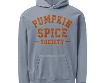 Pumpkin Spice Society Hoodie | Cozy Fall Sweatshirt | Autumn Aesthetic Pullover | Gift for Pumpkin Spice Lover | Cable Knit Style