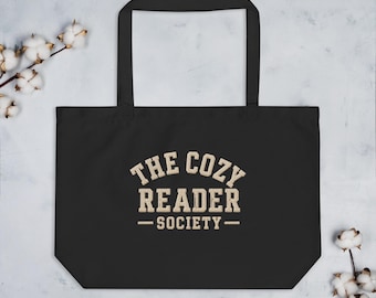 The Cozy Reader Society Oversized Tote Bag | Large Canvas Book Tote | Library Bag | Book Lover Gift | Reader Tote