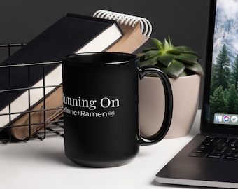 Running On Caffeine + Ramen Mug | Funny Coffee Mug | College Student Gift | Office Coffee Cup | Ramen Lover Gift | Sarcastic Mug
