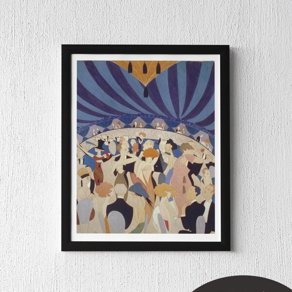 Vintage Reproduction Art Deco Art Print; Dancing Couples Painting, Flappers Art ,Retro Wall Art; Printable Art, High Res Digital Download