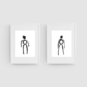 Minimalist Abstract Art Prints Set, Modern Black and White Line Drawing Figures, Contemporary Wall Art  Home Decor, Unframed People Sketch