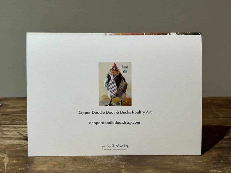 5 x 7 Card Wedding Chickens Dressed up chickens in front of barn wearing wedding attire zdjęcie 4