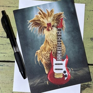 5&quot; x 7&quot; blank greeting card - Rock and Roll Willie Nelson Chicken