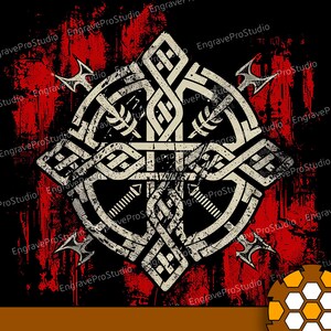 Red Black White Viking Cross design | Laser Engraved | Laser Ready Engraving file | Digital Download PNG File | Atomstack Xtool CO2 machine