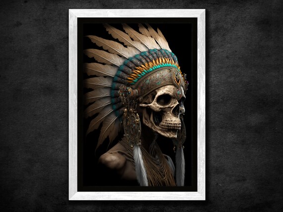 Native American Indian Warrior Skull With Feather (Download Now