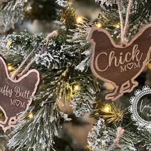 Chicken livestock Ornament - personalized hang tag Love fluffy butt clucker mom dad dated Gift Lover