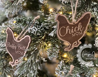 Chicken livestock Ornament - personalized hang tag Love fluffy butt clucker mom dad dated Gift Lover