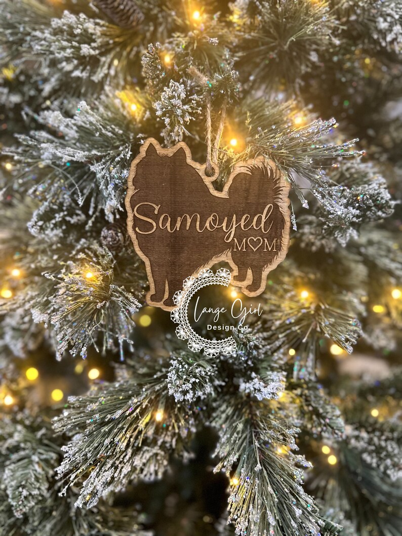 Samoyed Dog Breed Ornament Personalized Hang Tag Love Gift Dog Mom Dad