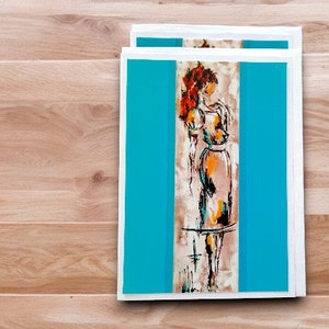 Original and textless fashion silhouette greeting cards turquoise