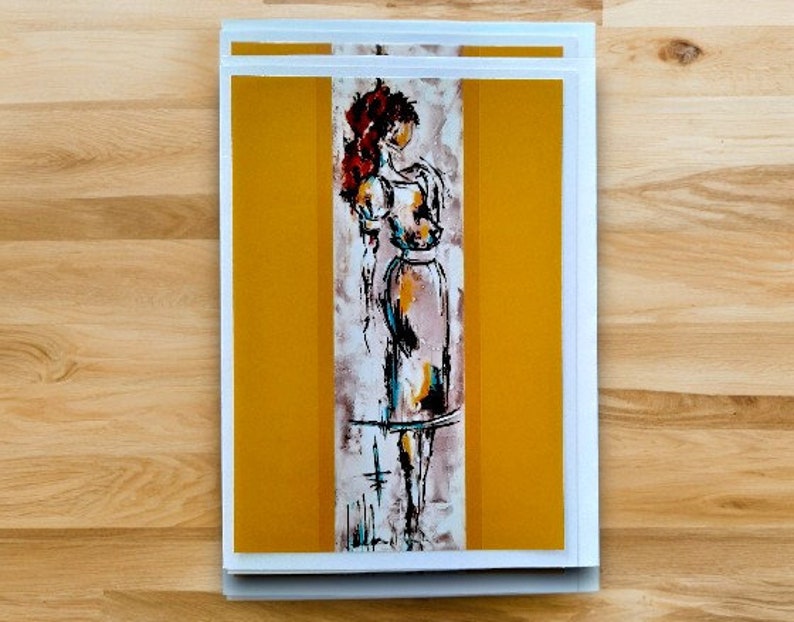 Original and textless fashion silhouette greeting cards Yellow