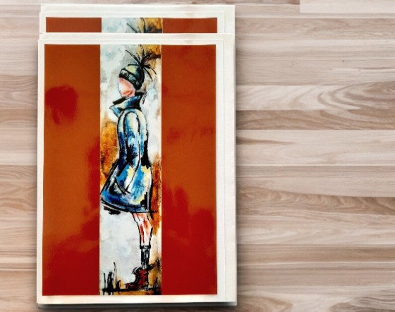 Original and textless fashion silhouette greeting cards Brown