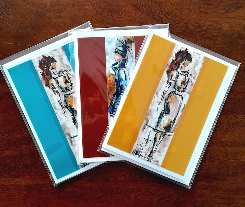 Original and textless fashion silhouette greeting cards image 1