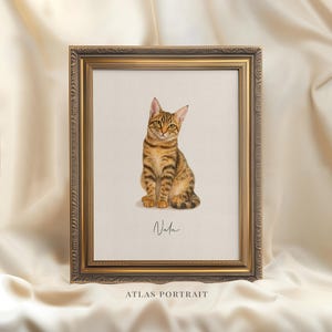 Custom Watercolor Cat Portrait, Hand Drawn Cat Lover Gift, Personalized Cat Painting from Photo, Pet Loss Illustration, Cat Memorial Gift