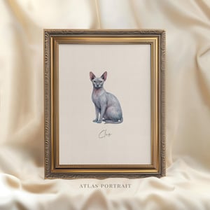 Custom Watercolor Cat Portrait, Hand Drawn Cat Lover Gift, Personalized Cat Painting from Photo, Pet Loss Illustration, Cat Memorial Gift
