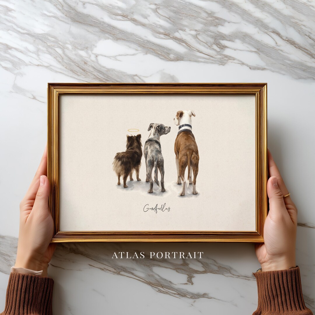 Custom Watercolor Dog Portrait From Photo | Hand Painted Pet Memorial ...