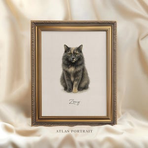 Custom Watercolor Cat Portrait, Hand Drawn Cat Lover Gift, Personalized Cat Painting from Photo, Pet Loss Illustration, Cat Memorial Gift