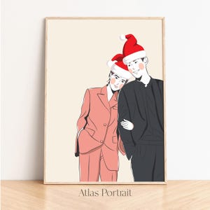Personalisiertes Paar Porträt Gemälde vom Foto, Digitale Porträt Zeichnung, personalisiertes Weihnachtsgeschenk für Ihn, Benutzerdefinierte Cartoon Illustration