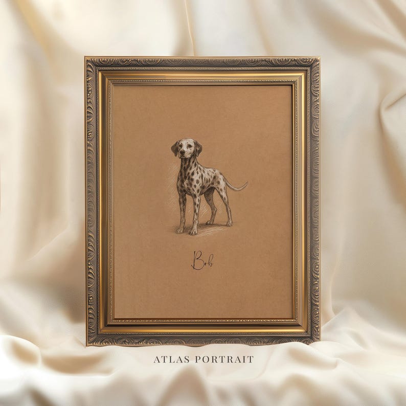 Antique Dog Sketch Custom Portrait, Hand Drawn Dog Drawing, Pet Lover Personalized Gift, Pet Loss Memorial Gift, Dog Painting from Photo