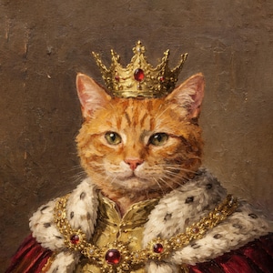 Royal Pet Portrait Oil Painting from Photo: Cat & Dog Memorial Gift