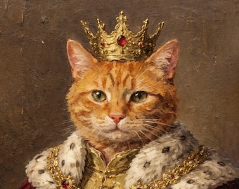 Royal Pet Portrait Oil Painting from Photo: Cat & Dog Memorial Gift