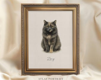 Custom Watercolor Cat Portrait From Photo | Hand Painted Pet Memorial Gift