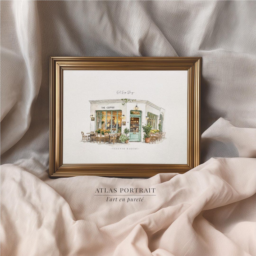 Storefront Portrait Custom Watercolor Storefront Portrait From Photo, Shop Front Painting ...