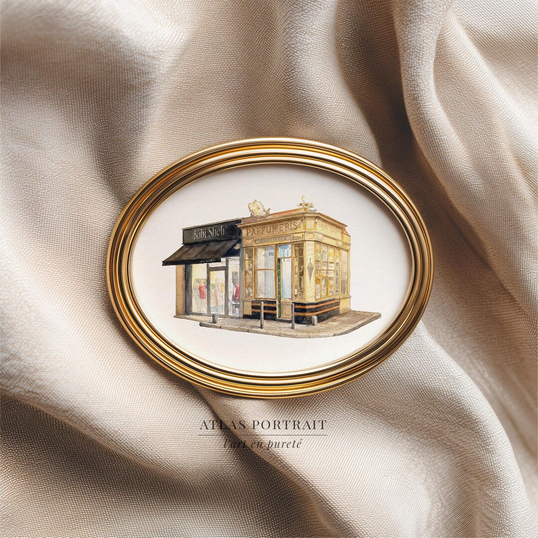 Storefront Portrait Custom Watercolor Storefront Portrait From Photo, Shop Front Painting ...