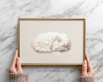 Custom Watercolor Cat Portrait From Photo | Hand Painted Pet Memorial Gift