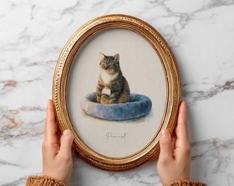 Custom Watercolor Cat Portrait From Photo | Hand Painted Pet Memorial Gift