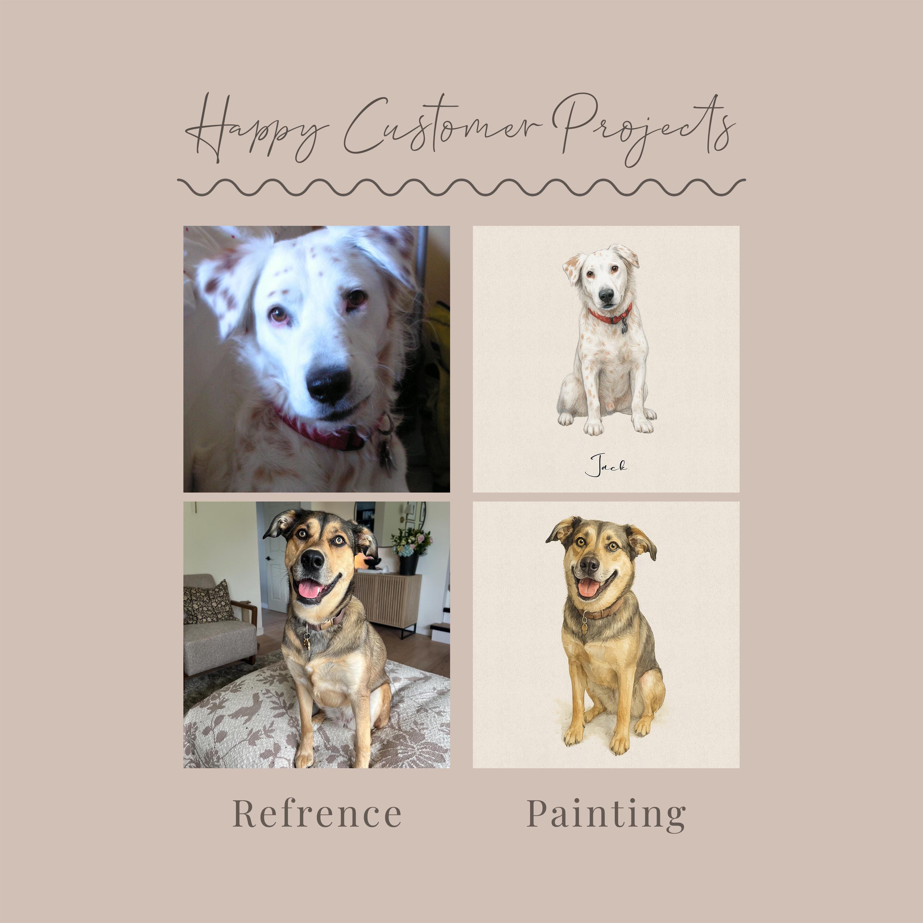 Custom Watercolor Dog Portrait From Photo | Hand Painted Pet Memorial ...