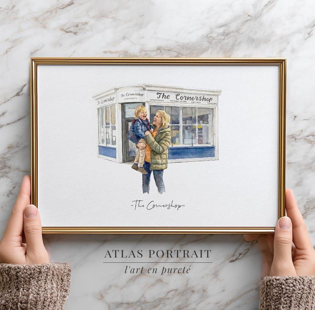 Storefront Portrait Custom Watercolor Storefront Portrait From Photo, Shop Front Painting ...
