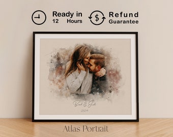 Personalized Photo Gifts Handmade Gifts for Her, Custom Portrait from Photo Watercolor, Anniversary Gift Couples, Wedding, Valentine Gifts