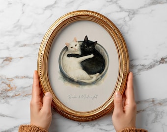 Kundenspezifisches Aquarell Katzenporträt vom Foto | Handgemaltes Haustier Erinnerungsgeschenk
