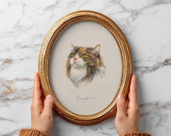 Custom Watercolor Cat Portrait From Photo | Hand Painted Pet Memorial Gift