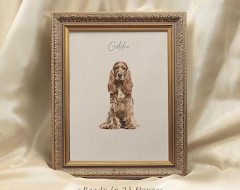 Custom Watercolor Dog Portrait From Photo | Hand Painted Pet Memorial Gift