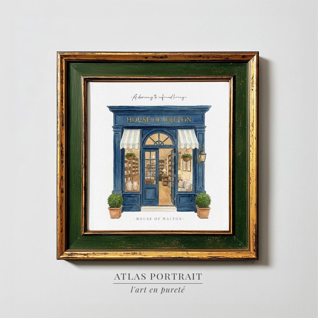 Storefront Portrait Custom Watercolor Storefront Portrait From Photo, Shop Front Painting ...