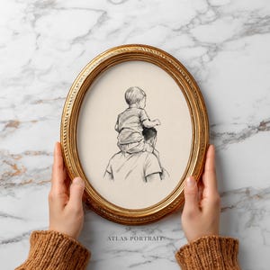 Custom Father Portrait Sketch from Photo: Personalized Father’s Day Gift