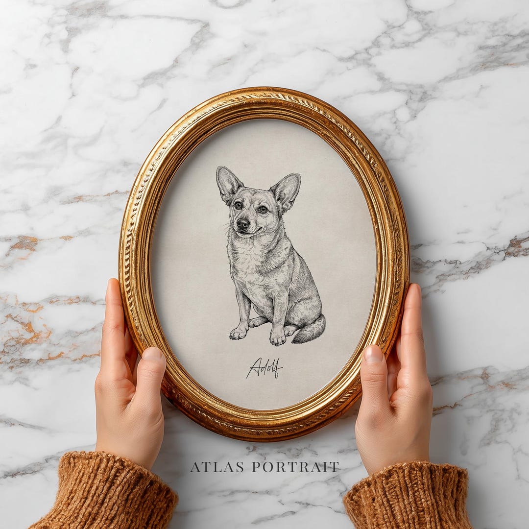 Custom Dog Ink Drawing Portrait From Photo - Hand Drawn Sketch - Pet ...