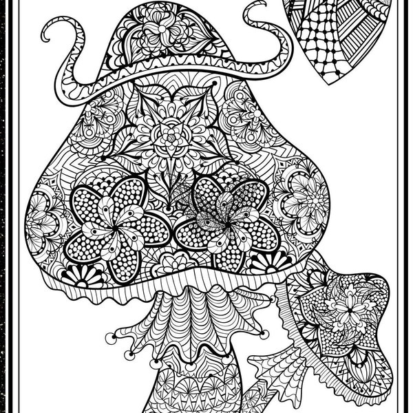 Mushroom Coloring Pages | Mushroom Coloring Book for Adults and Teens | 45 Digital Coloring Pages (Printable PDF / Instant Download)