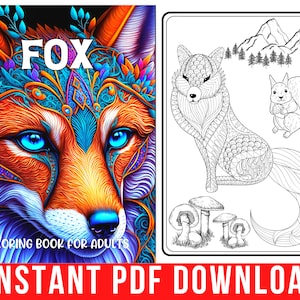 Fox Coloring Pages: Fox Coloring Book for Adults | 50 Digital Coloring Pages (Printable PDF / Instant Download)