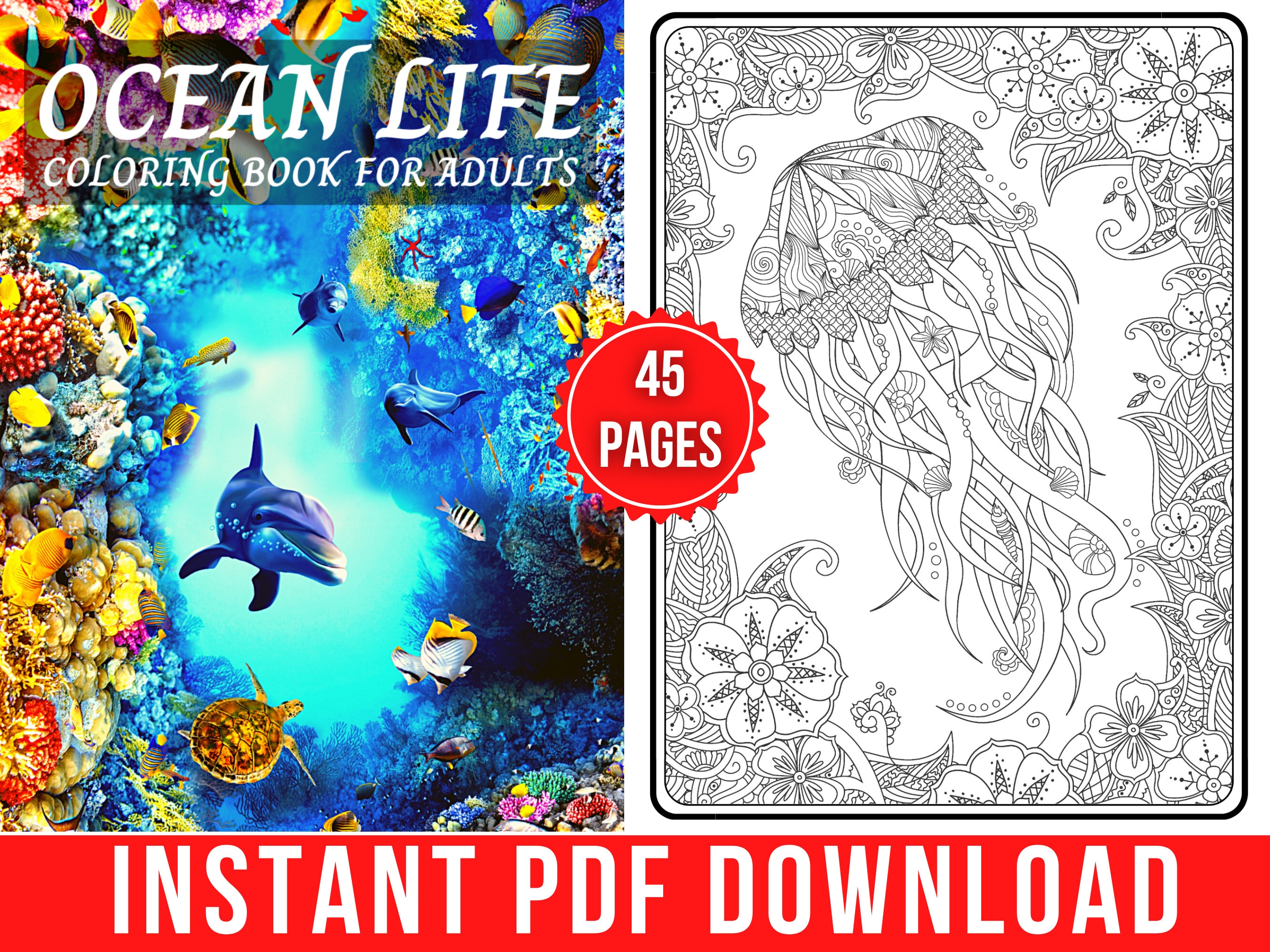 Ocean Life Coloring Pages Ocean Life Coloring Book for Adults and