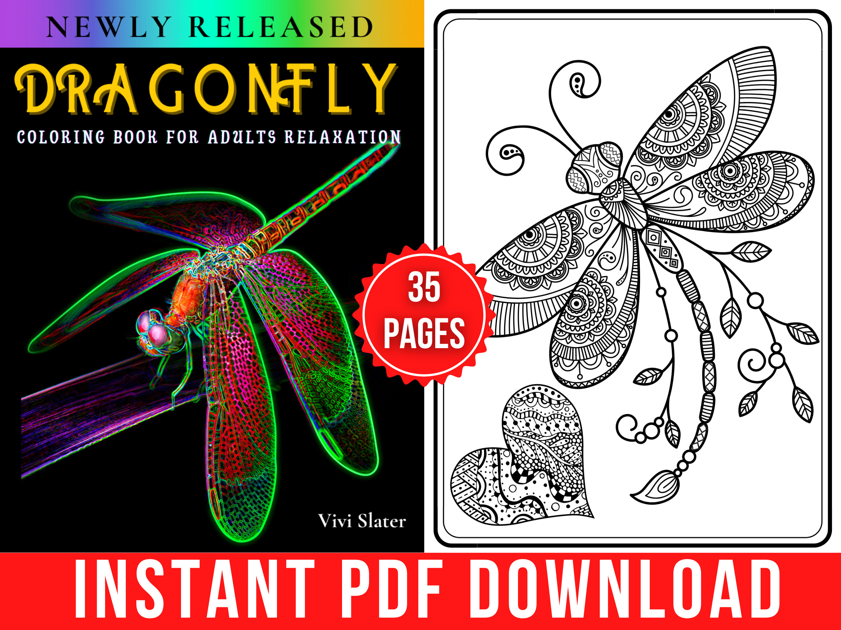 Dragonfly Coloring Pages | Dragonfly Coloring Book for Adults and Teens ...