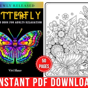 Coloriages de papillons | Livre de coloriage papillon pour adultes et adolescents | 50 pages de coloriage numériques (PDF imprimable / Téléchargement instantané)