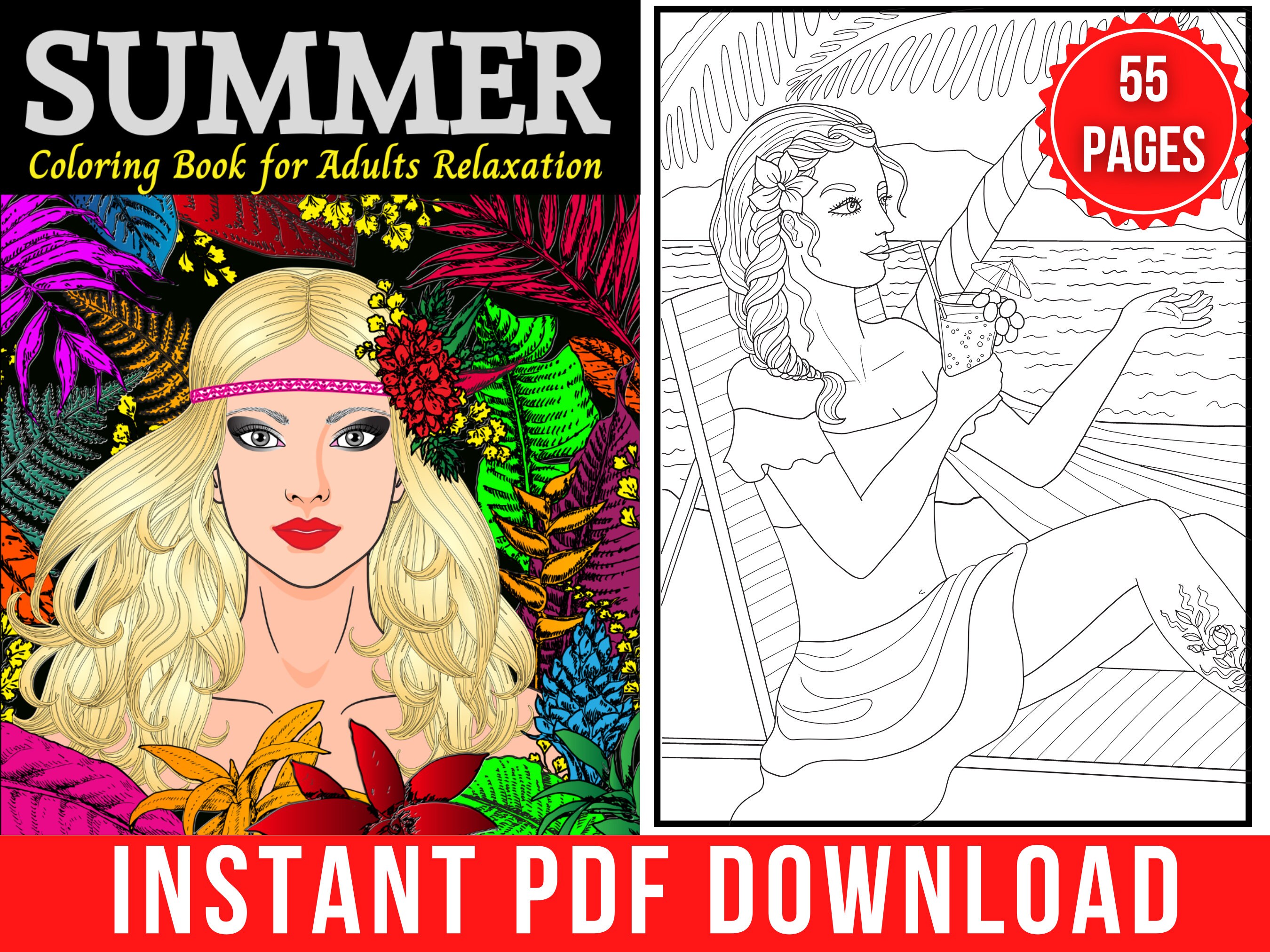 Summer Coloring Pages | Summer Coloring Book for Adults and Teens | 55 ...
