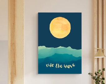 Anxiety Print, Mental Health Poster, Therapy Office Decor, Therapy Poster, Ride the Wave Print, Motivational Wall Art, Psychologist Wall Art