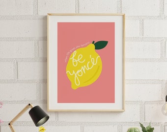 Lemon Print, Be yonce Poster Art Print, Yellow Wall Decor, Kitchen Print, Music Wall Art, Above The Table Art, Poster Print, Modern Wall Art