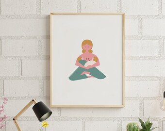 授乳アート、授乳プリント、助産師アート、授乳コンサルタントへのギフト、ドゥーラアート、母性ウォールアート、母と赤ちゃんのプリント