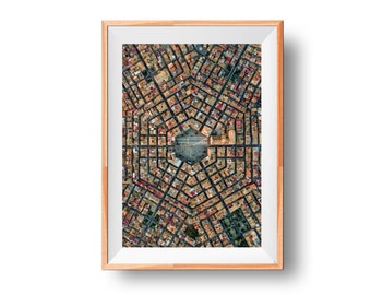 Grammichele Poster, Aerial View Print, Geometric Photo, Skyline Art, Cityscape Picture, Urban Landscape Photography, Vertical Poster