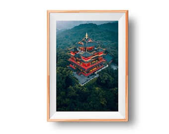 Chenghuang Pavilion Print, Aerial View Poster, Modern Photography, Cityscape Print, Urban Landscape, Contemporary Artwork, Chinese Monument