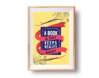 Escape Reality Wall Art, Book Print, Birthday Gift, Wall Print, Eclectic Home Decor, Book Lover Gift, Canvas Photo Art, Bookworm Gift